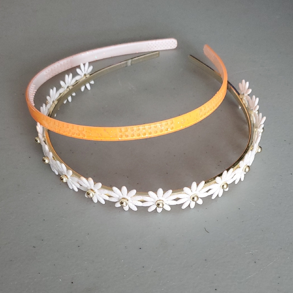 🏷5/$20🏷  2 Pack, Headbands. Orange & Floral/Daisy